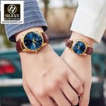 Original Olevs Luxury 6898 Model Leather Belt Couple Watch