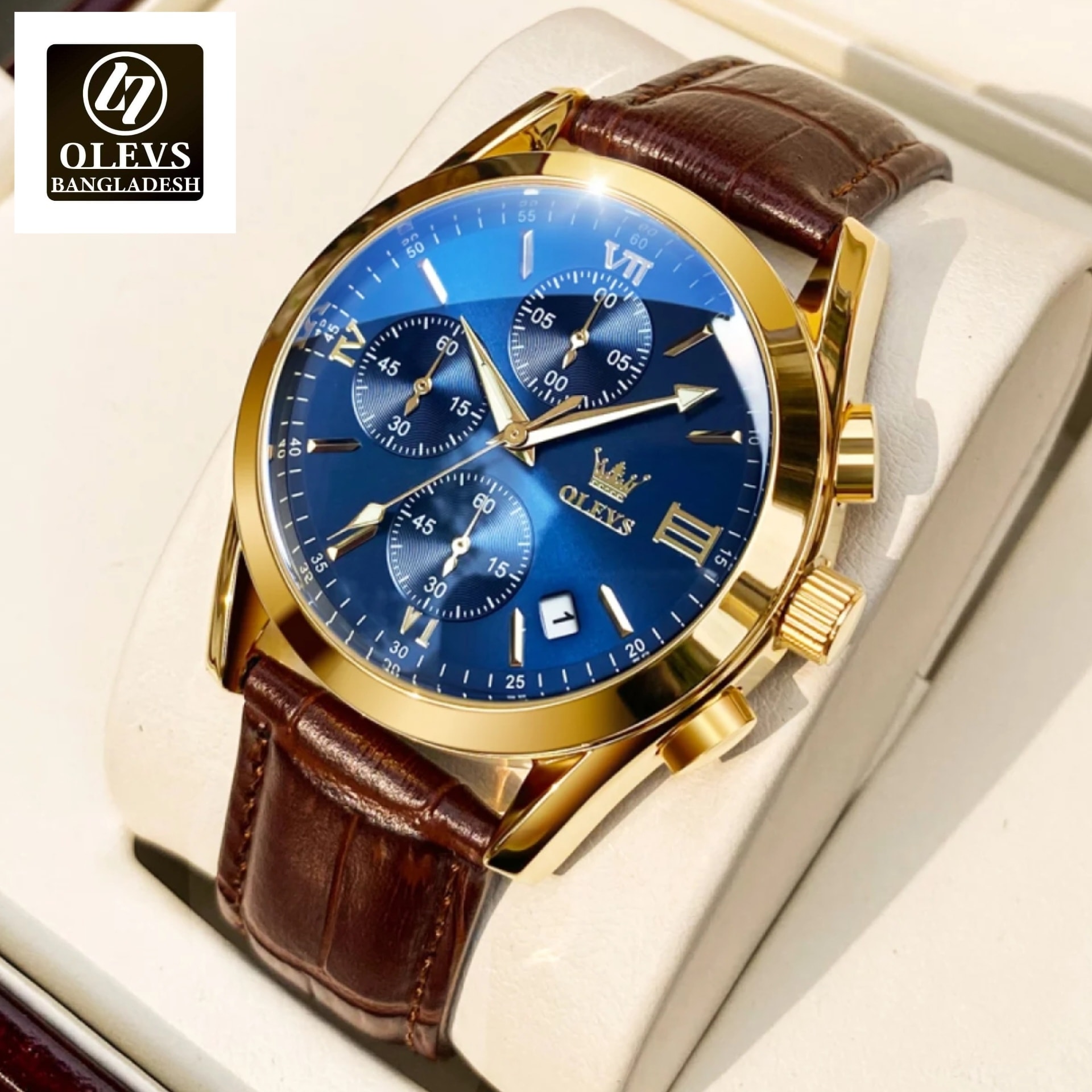 Original Olevs Luxury 2872 Model Chronograph Active Watch. Official