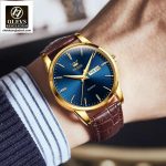 Original Olevs Luxury 6898 Model Leather Belt Watch for Men