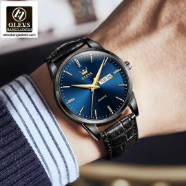 Original Olevs Luxury 6898 Model Leather Belt Watch for Men