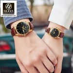 Original Olevs Luxury 6898 Model Leather Belt Couple Watch