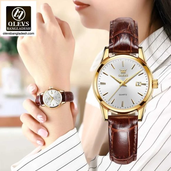 Original Olevs Luxury 6898 Model Leather Belt Ladies Watch