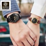 Original Olevs Luxury 6898 Model Leather Belt Couple Watch