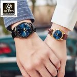 Original Olevs Luxury 6898 Model Leather Belt Couple Watch