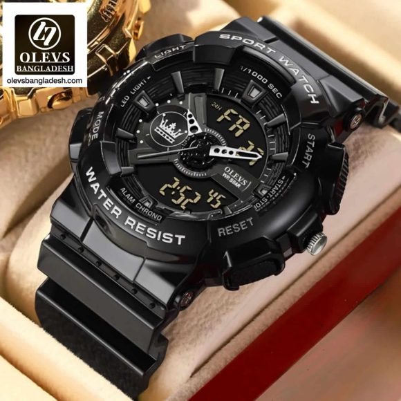 Original Olevs 1102 Model Big Dial Dual Time Sports Watch for Men