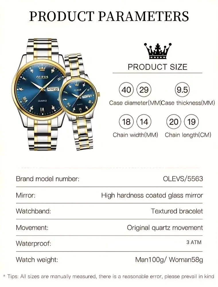 Olevs 5563 Couple watch - Image 9