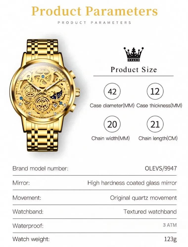 Olevs 9947 Men Chronograph - Image 10