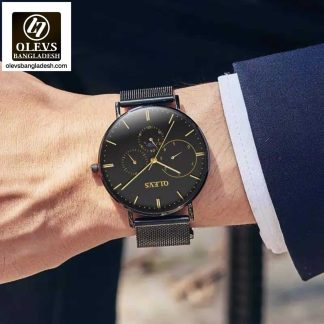 Original Olevs Luxury 6860 Model Ultra Thin Watch for Men