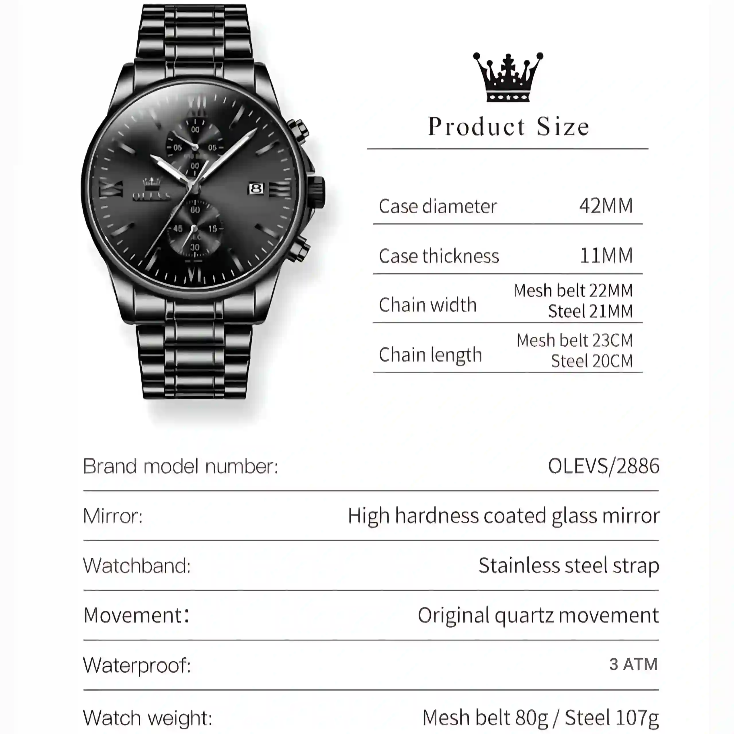 Olevs 2886 Men Chronograph - Image 3