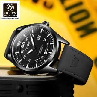Original Olevs Luxury 9962 Model Leather Belt Watch for Men - Image 2