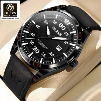 Original Olevs Luxury 9962 Model Leather Belt Watch for Men