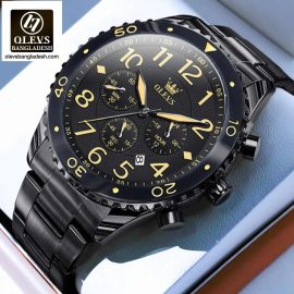 Original Olevs Luxury 9969 Model Chronograph Active Watch for Men