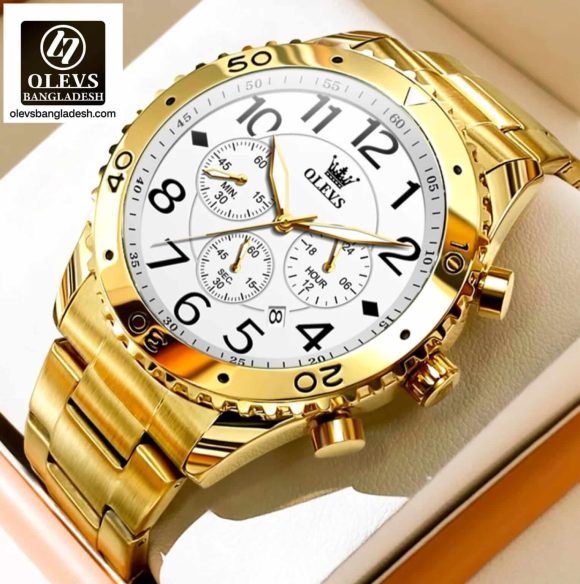 Original Olevs Luxury 9969 Model Chronograph Active Watch for Men