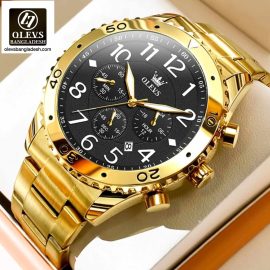 Original Olevs Luxury 9969 Model Chronograph Active Watch for Men