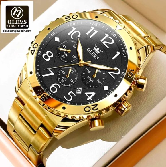 Original Olevs Luxury 9969 Model Chronograph Active Watch for Men