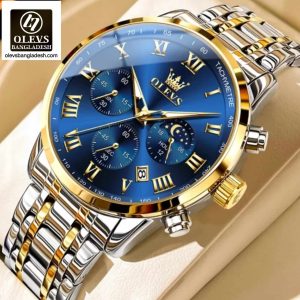 Original Olevs Luxury 5529 Model Chronograph Active Watch for Men.