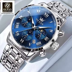 Original Olevs Luxury 5529 Model Chronograph Active Watch for Men.