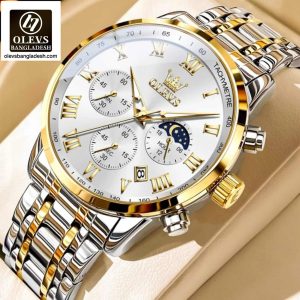 Original Olevs Luxury 5529 Model Chronograph Active Watch for Men.