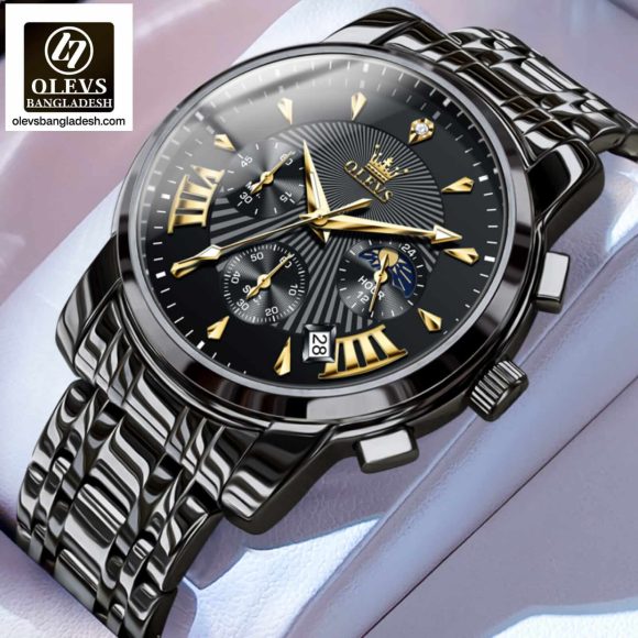 Original Olevs Luxury 2892 Model Chronograph Active Watch for Men.