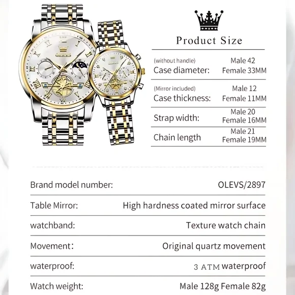 Olevs 2897 Chronograph Couple