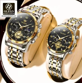 Original Olevs Luxury 2859, 2897 Model Chronograph Active Couple Watch