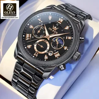 Original Olevs Luxury 3660 Model Chronograph Active Watch for Men