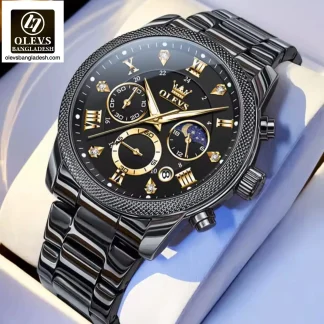 Original Olevs Luxury 3660 Model Chronograph Active Watch for Men