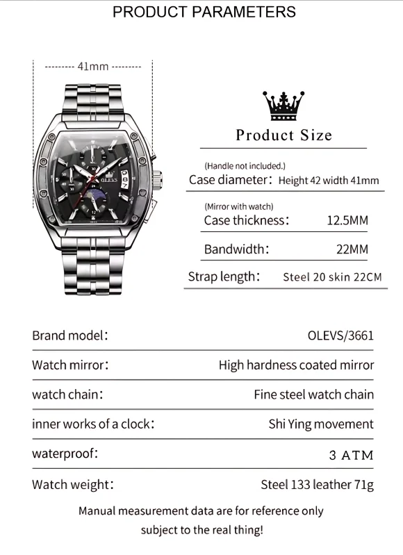 Olevs 3661 Chronograph Chain