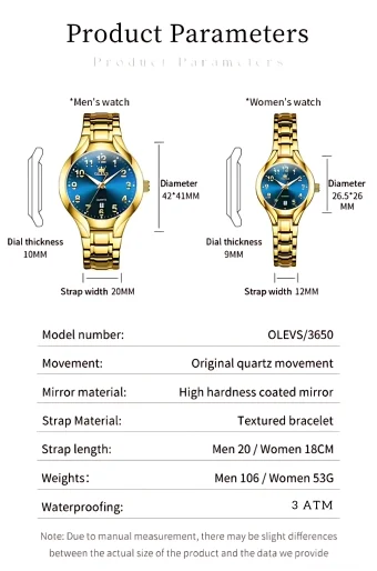 Olevs 3650 Couple Watch