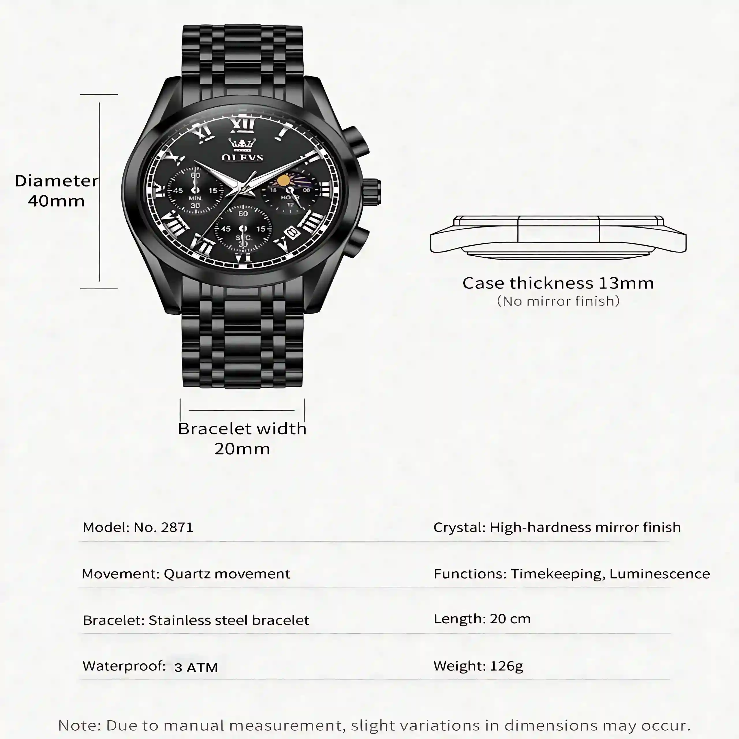 Olevs 2871 Men Chronograph Description