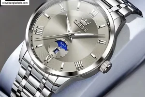 Olevs 3638 Men Watch Silver Ash