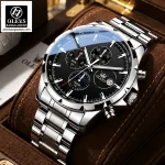 Olevs 3693 Men Chronograph with quartz chronograph movement, stainless steel band, brown dial, and multi‑functional subdials.